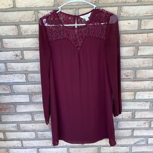 Burgundy chiffon dress